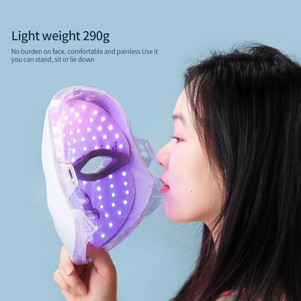 -Masque De Soin De La Peau À Lumière LED, Soin Du Visage, Traitement Anti-Acné, Blanchissant, Beauté Du Cou, 7 Couleurs